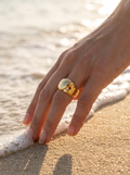 Anillo Enchapado Oro 18K Cruzado Grueso