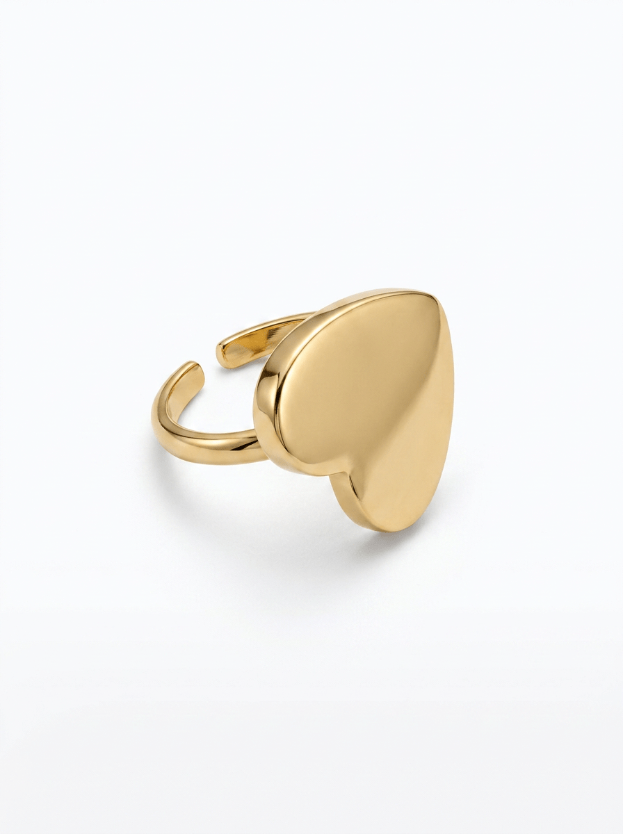 Anillo Enchapado Oro 18K Corazón Grande
