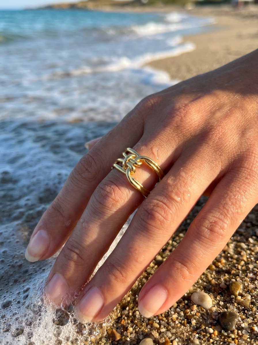Anillo Enchapado Oro 18K Nudo Triple