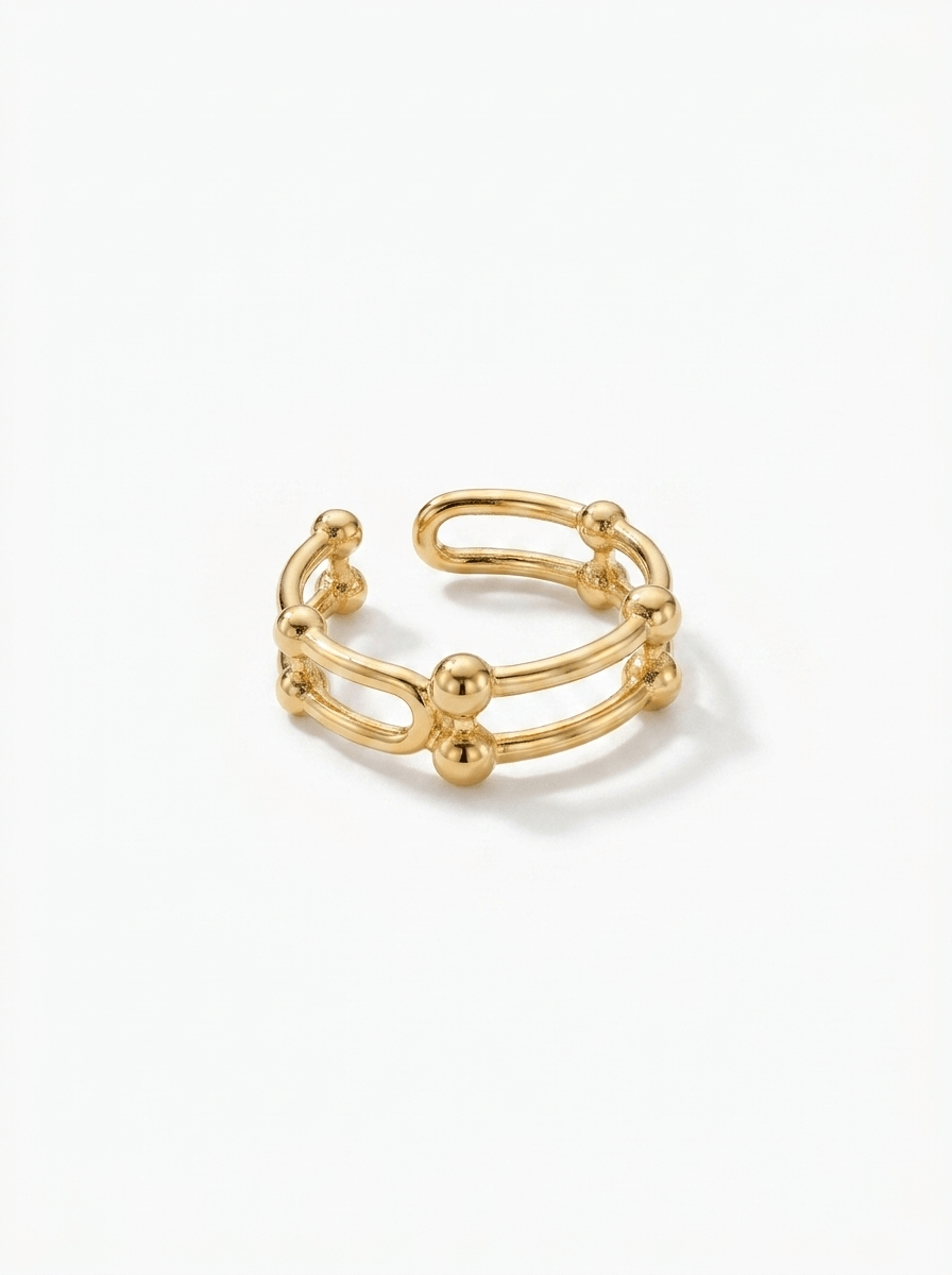 Anillo Enchapado Oro 18K Doble Esfera