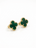 Aros Trébol Verde Dorado