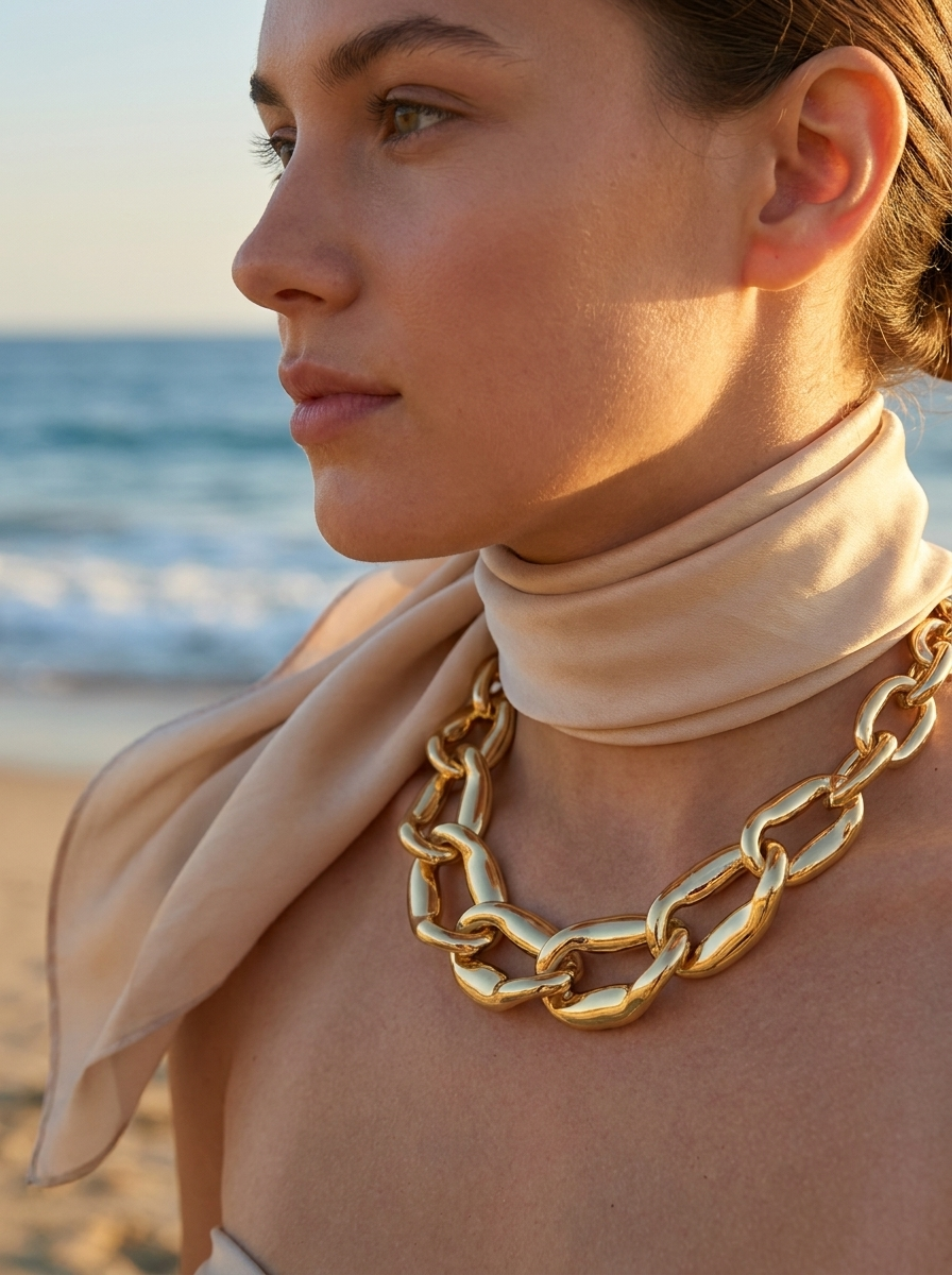 Collar Cadena Link Dorado Grueso