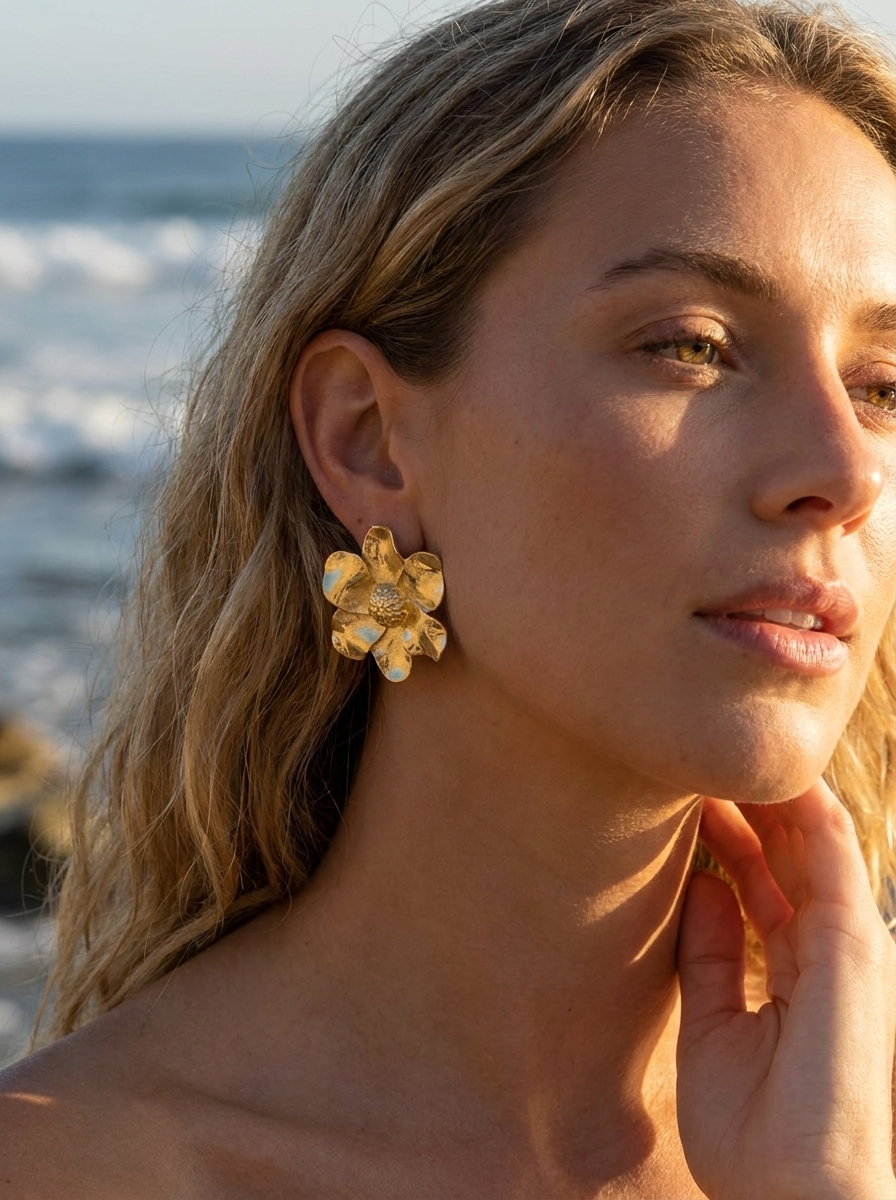 Aretes Flor Dorada