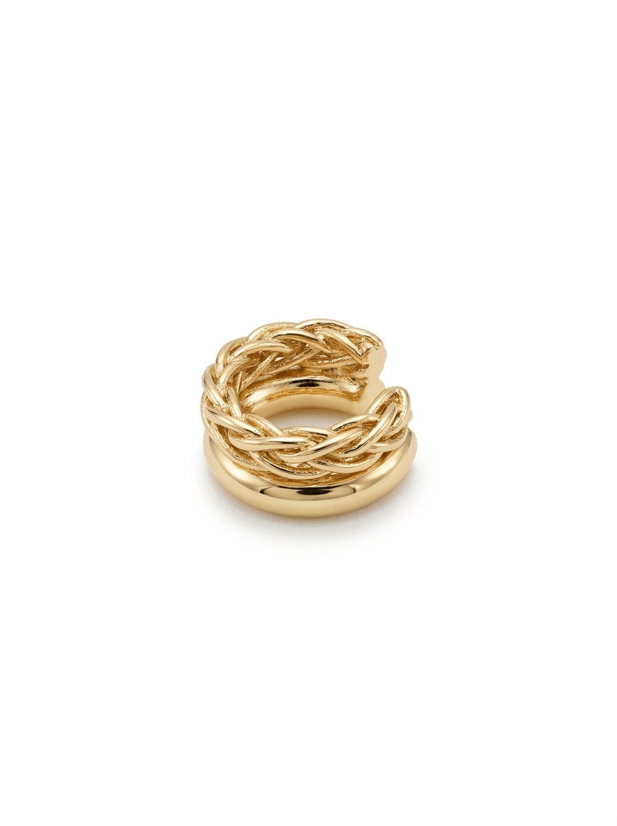Ear Cuff Trenzado Dorado Doble