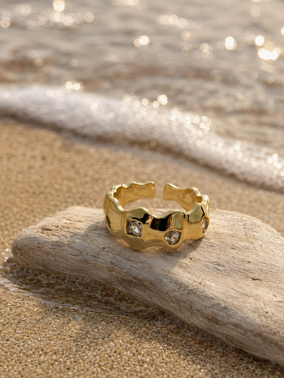 Anillo ondulado, incrustaciones ajustable