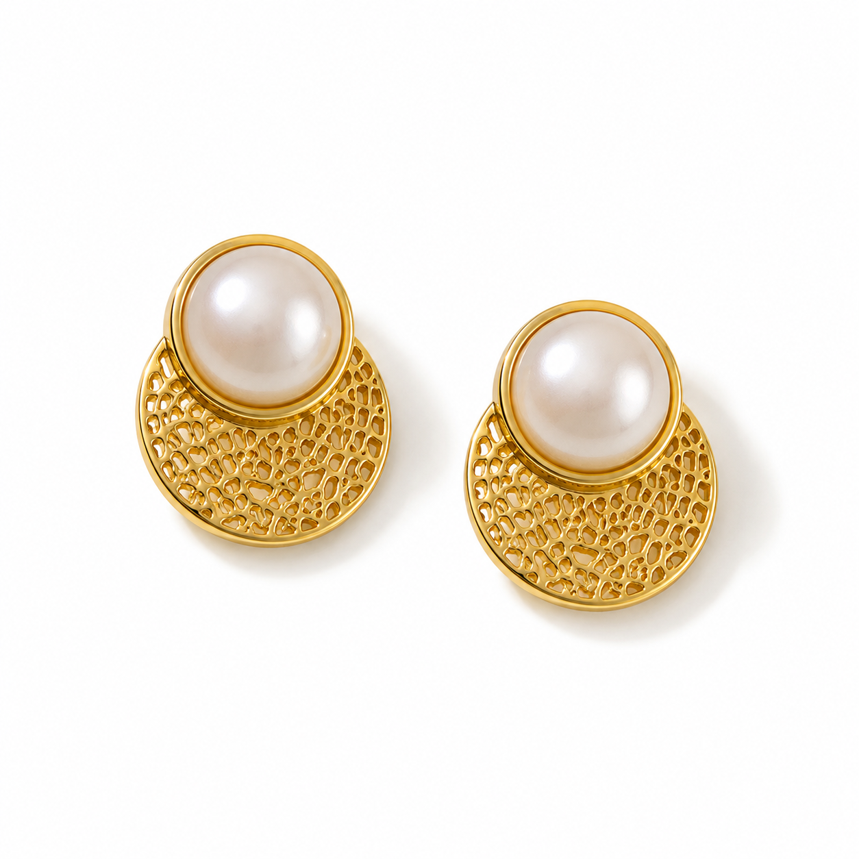 Aros malla texturizada con perla