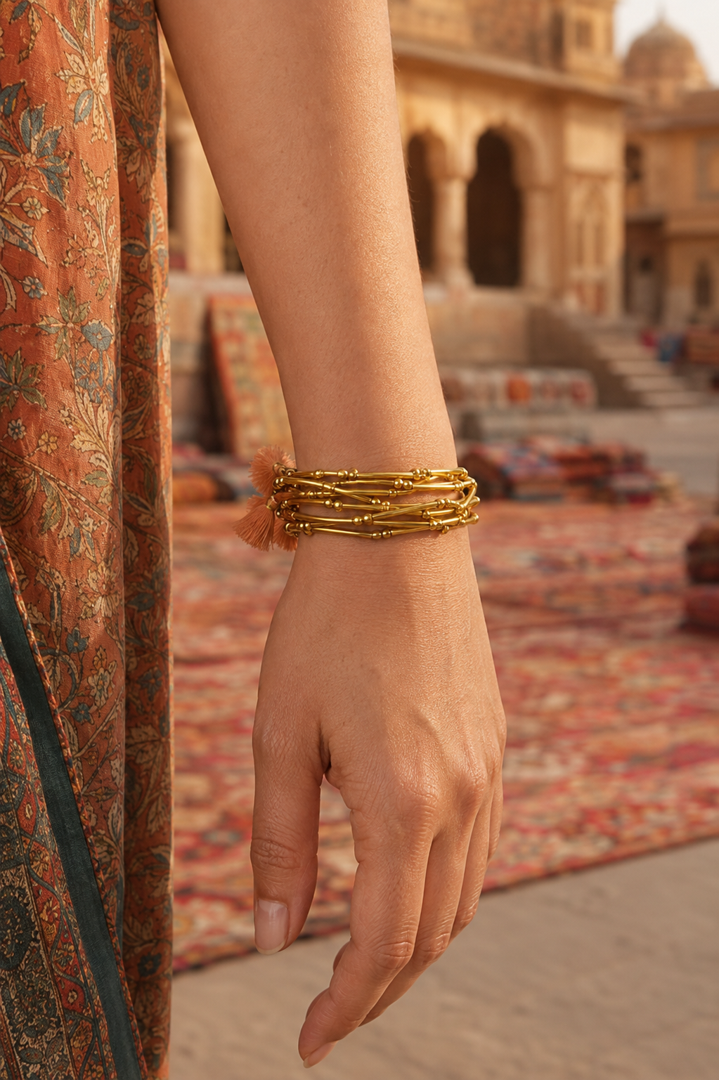 Pulsera Borlas Jaipur Bronce Artesanal India