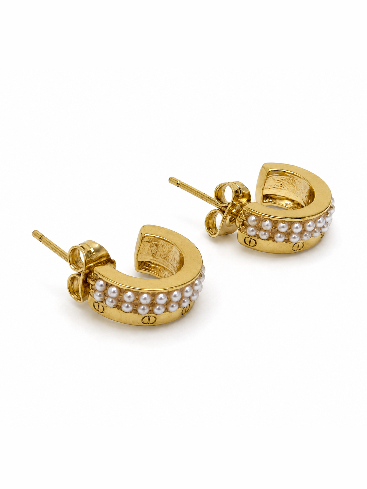 Aros Mini Huggie Perlas Dorados