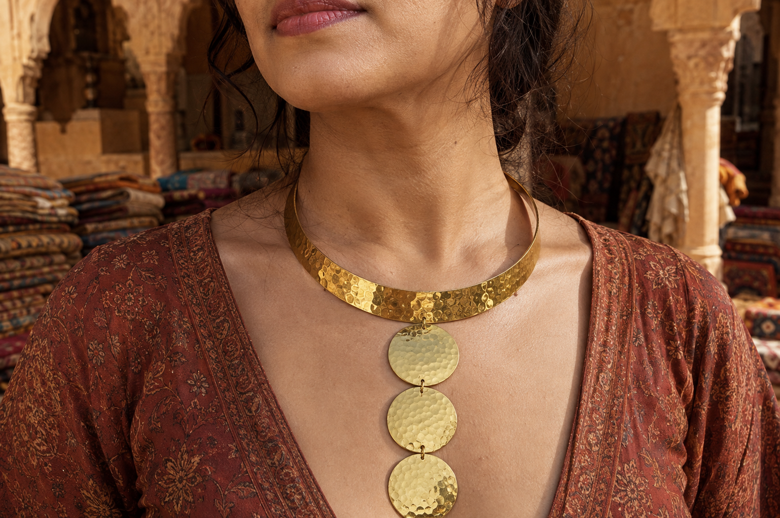 Collar Gargantilla Jaipur Bronce Martillado