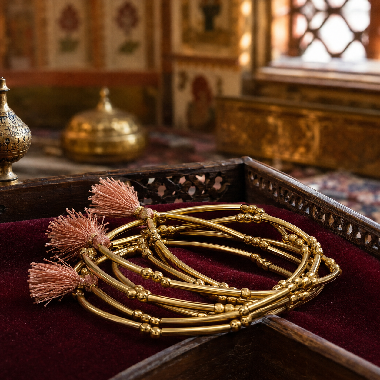 Pulsera Borlas Jaipur Bronce Artesanal India