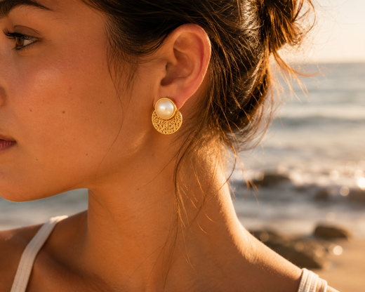 Aros malla texturizada con perla