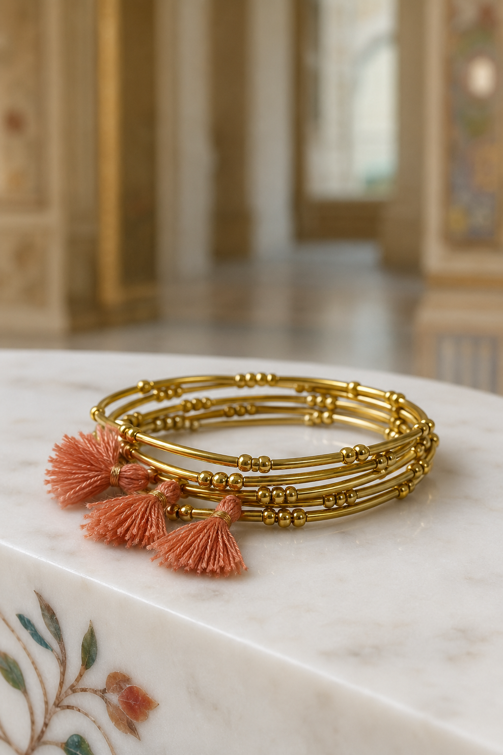 Pulsera Borlas Jaipur Bronce Artesanal India