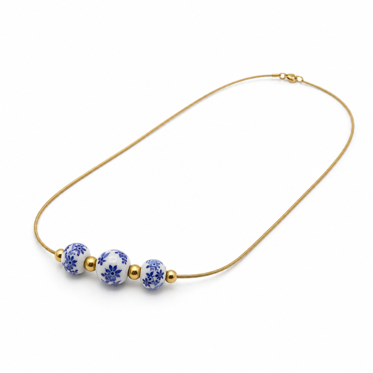 Collar Cerámica Flor Azul