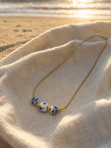 Collar Cerámica Flor Azul