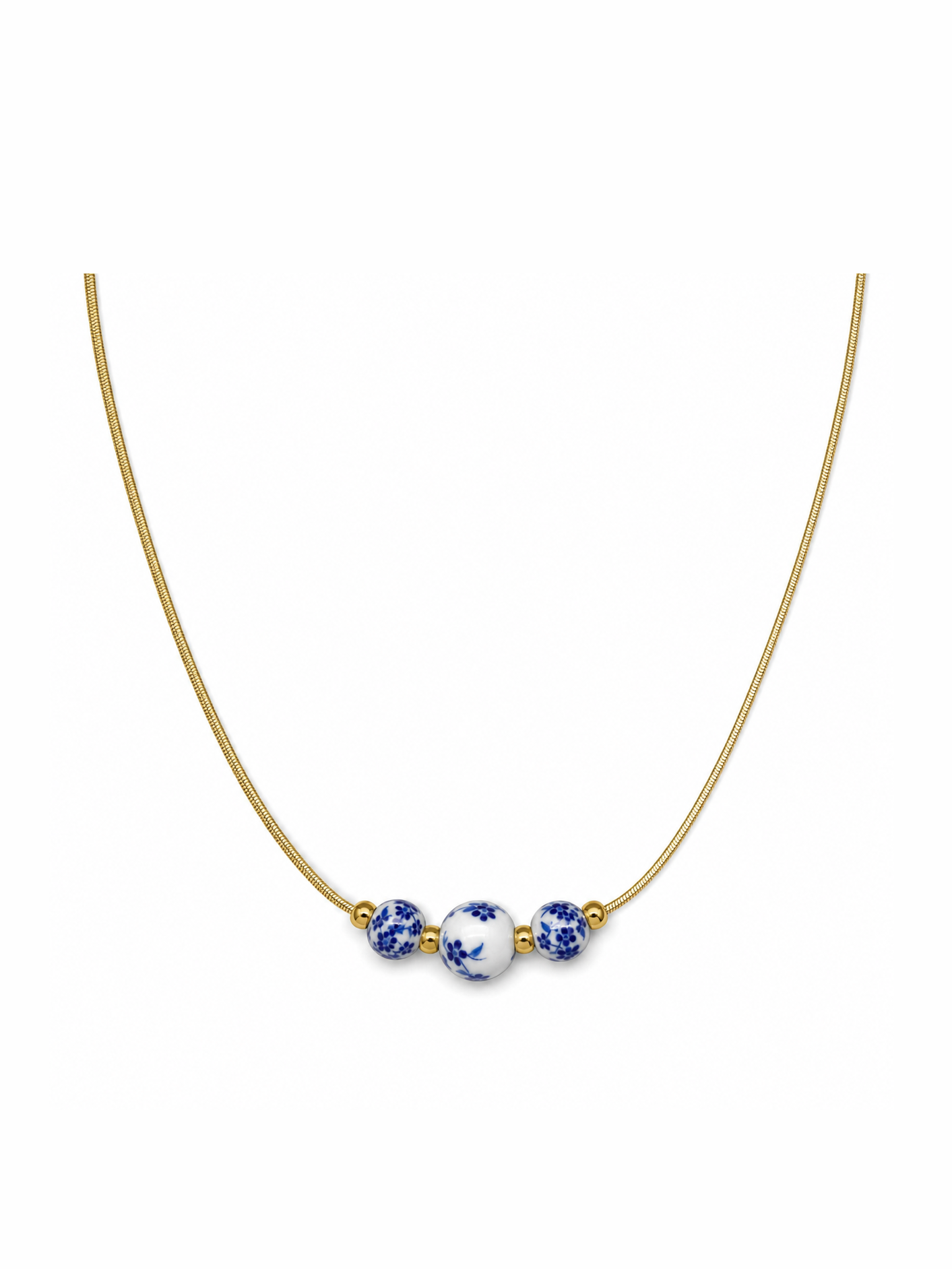 Collar Cerámica Flor Azul