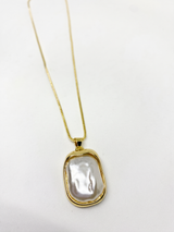 Collar cadena dije perla rectangular
