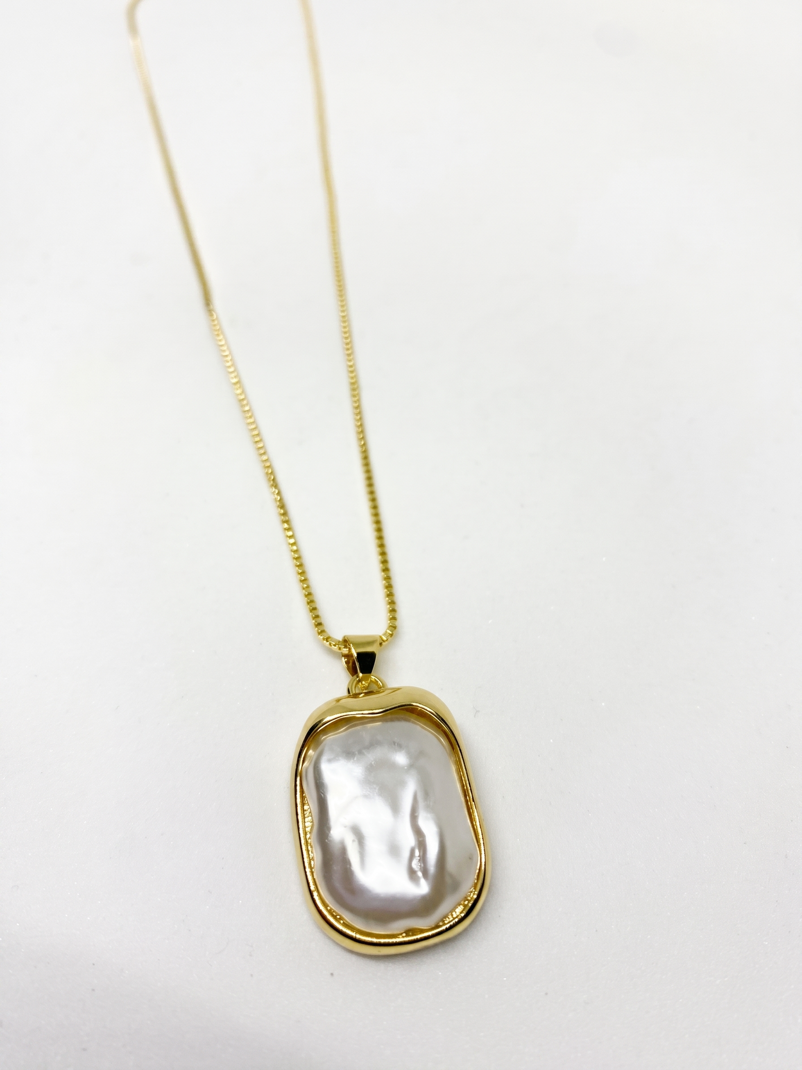 Collar cadena dije perla rectangular