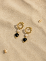 Aros con perla de río y ágata teñida · foto 2 · Buono Joyas