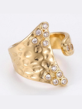 Anillo ajustable martillado con circones · libre de níquel | Buono Joyas