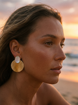 aros abanico con nacar - Buono Joyas