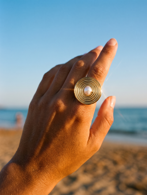 anillo circular texturizado - Buono Joyas
