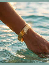 pulsera tejido plano dorado - Buono Joyas