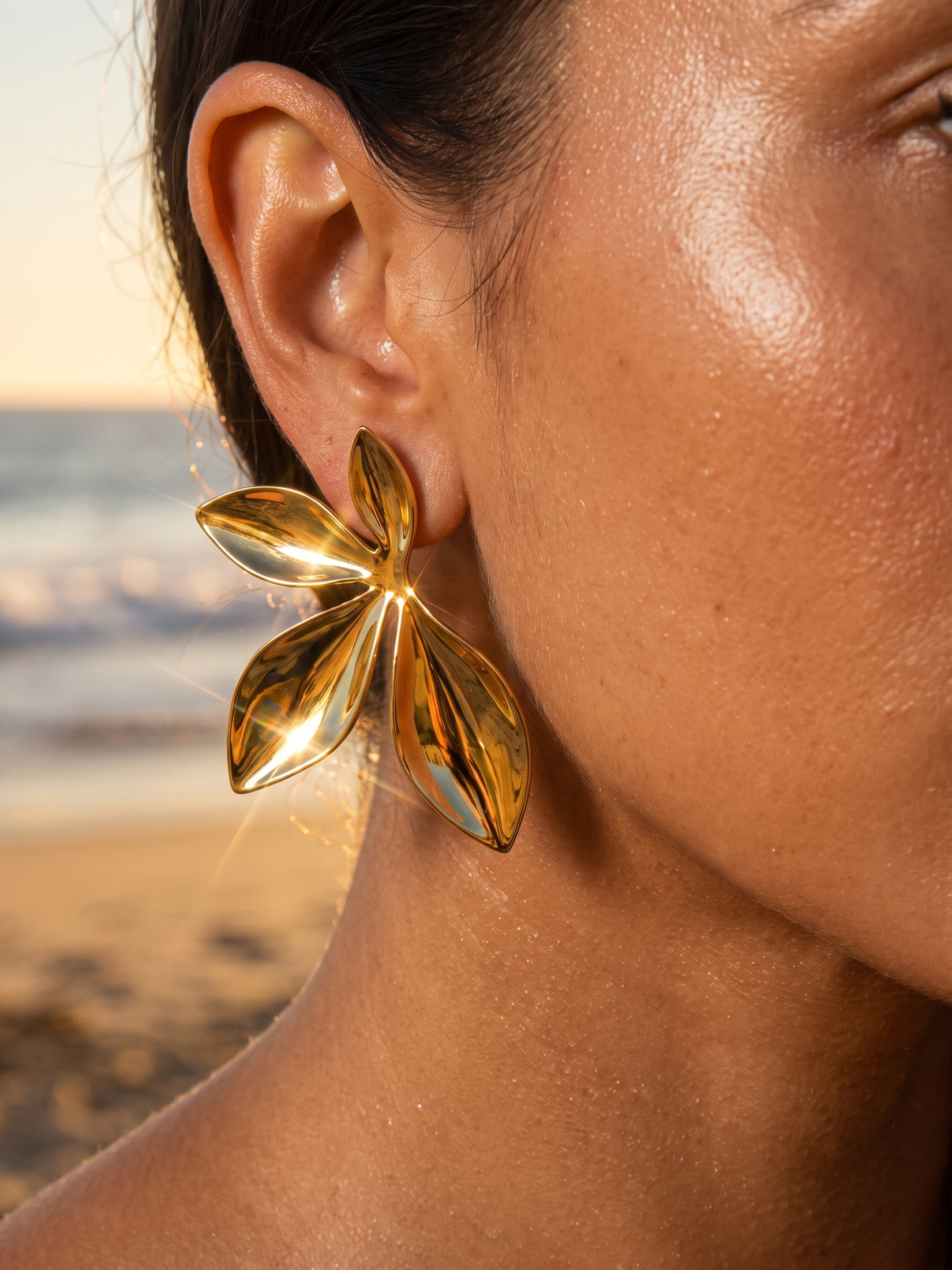 aros hojas en abanico - Buono Joyas