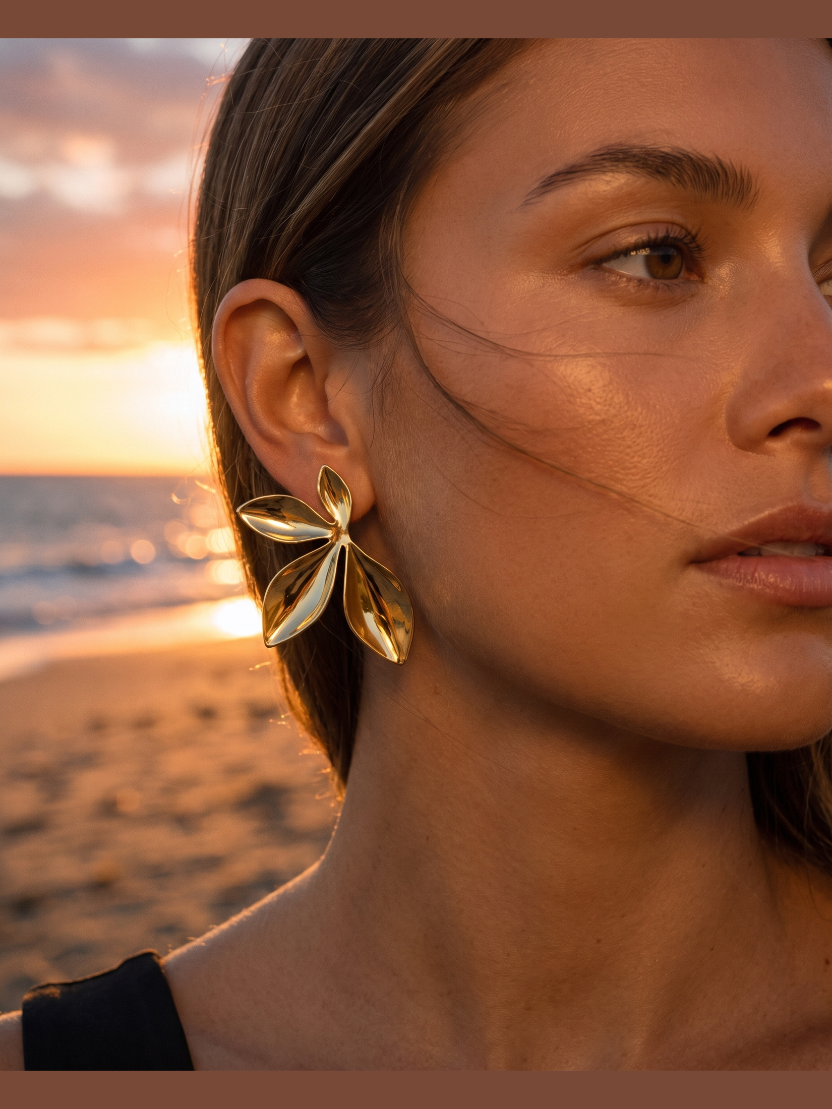 aros hojas en abanico - Buono Joyas