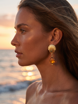 aros concha con agata tenida - Buono Joyas