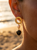 Aros con perla de río y ágata teñida