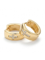 Argollas huggie con cruz de circones · libre de níquel | Buono Joyas