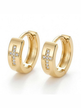 Argollas huggie con cruz de circones · foto 2 | Buono Joyas