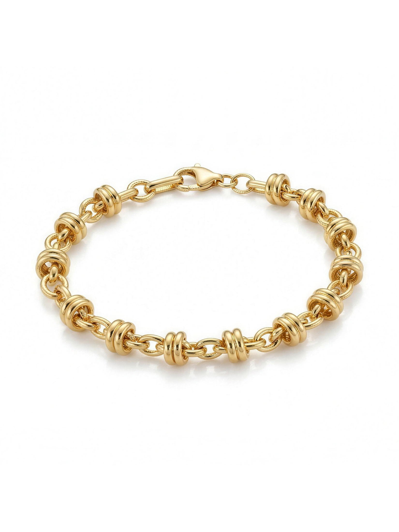 Pulsera tipo Tiffany, cadena de nudos oro 18k, estudio