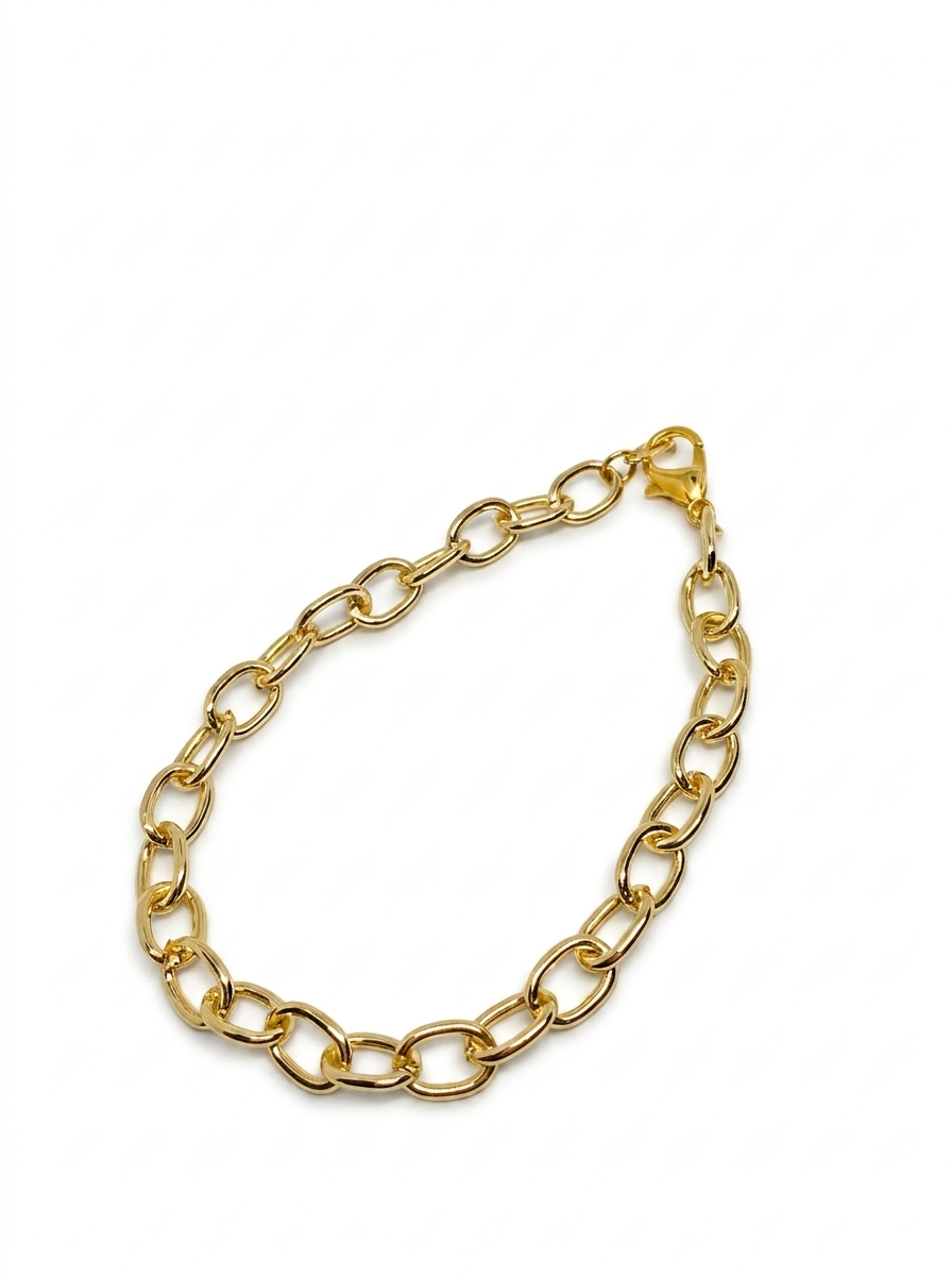 Pulsera Enchapada Oro 18K Eslabón Oval Clásico