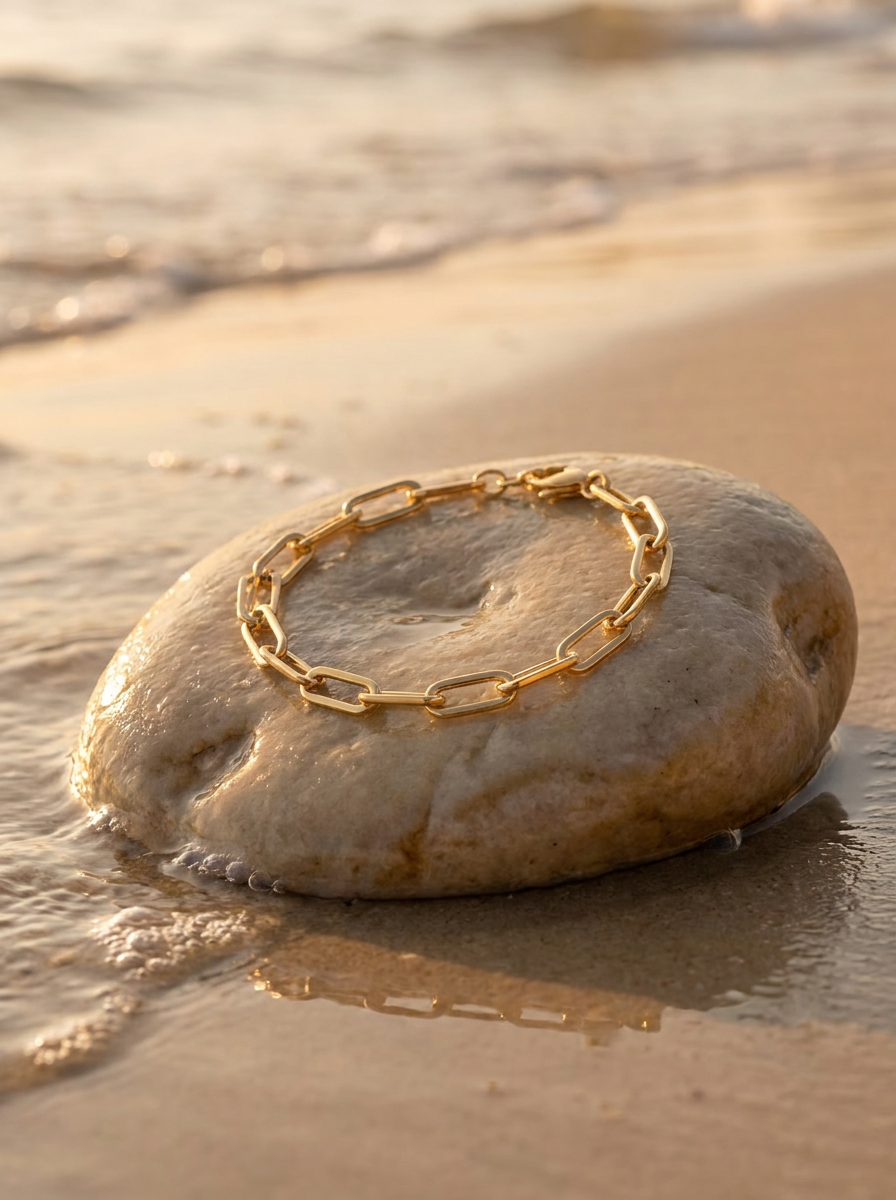 Pulsera Enchapada Oro 18K Link Alargado