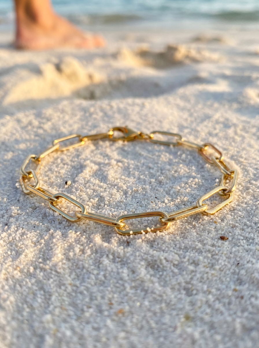 Pulsera Enchapada Oro 18K Link Alargado
