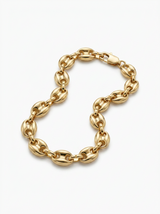 Pulsera Enchapada Oro 18K Eslabón Oval Puff