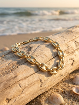 Pulsera Enchapada Oro 18K Eslabón Oval Puff