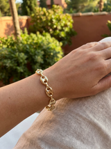 Pulsera Enchapada Oro 18K Eslabón Oval Puff