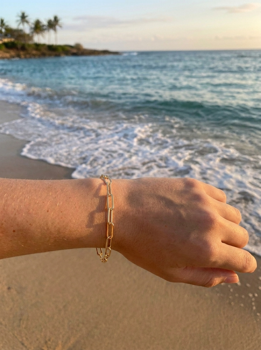 Pulsera Enchapada Oro 18K Link Alargado