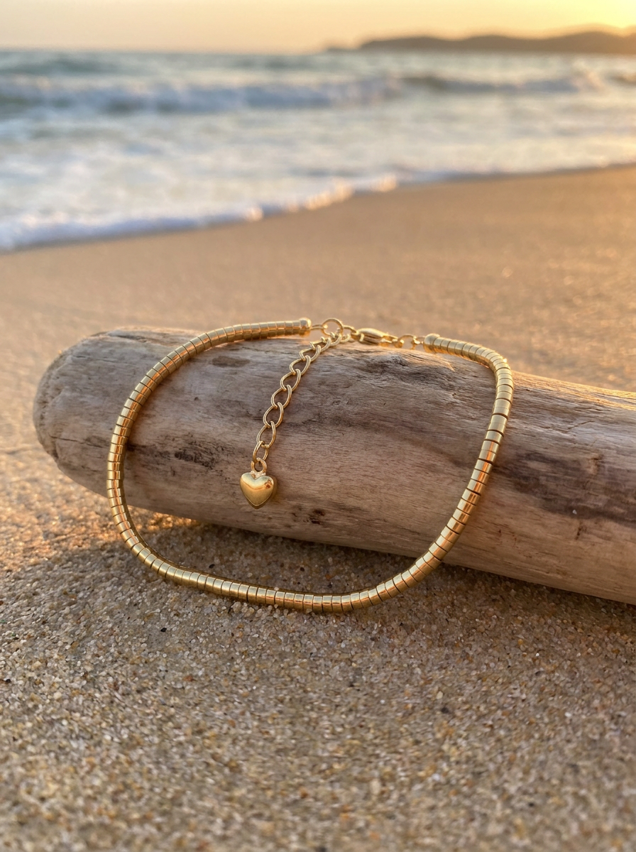 Pulsera Enchapada Oro 18K Linea brillante