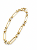 Pulsera Enchapada Oro 18K Paperclip con Bolitas
