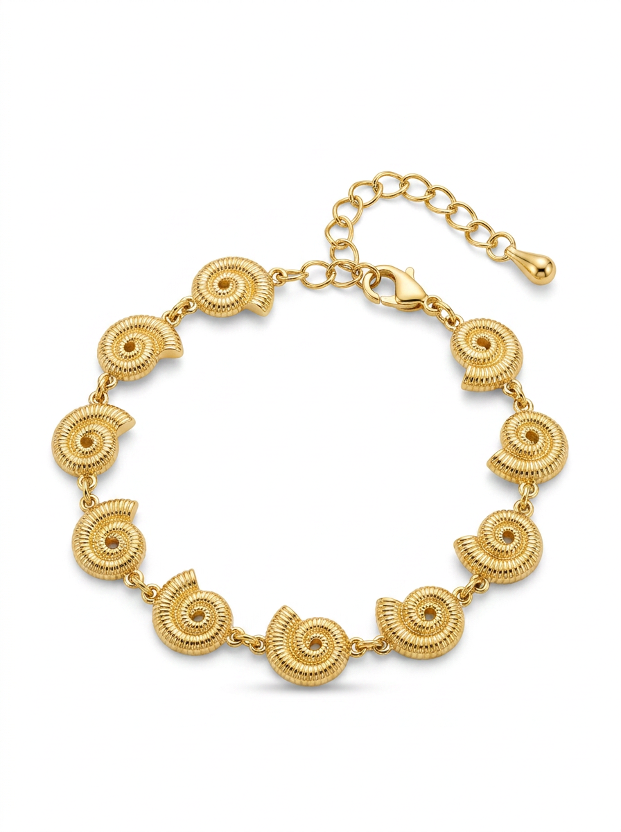 Pulsera Enchapada Oro 18K Caracol Marino