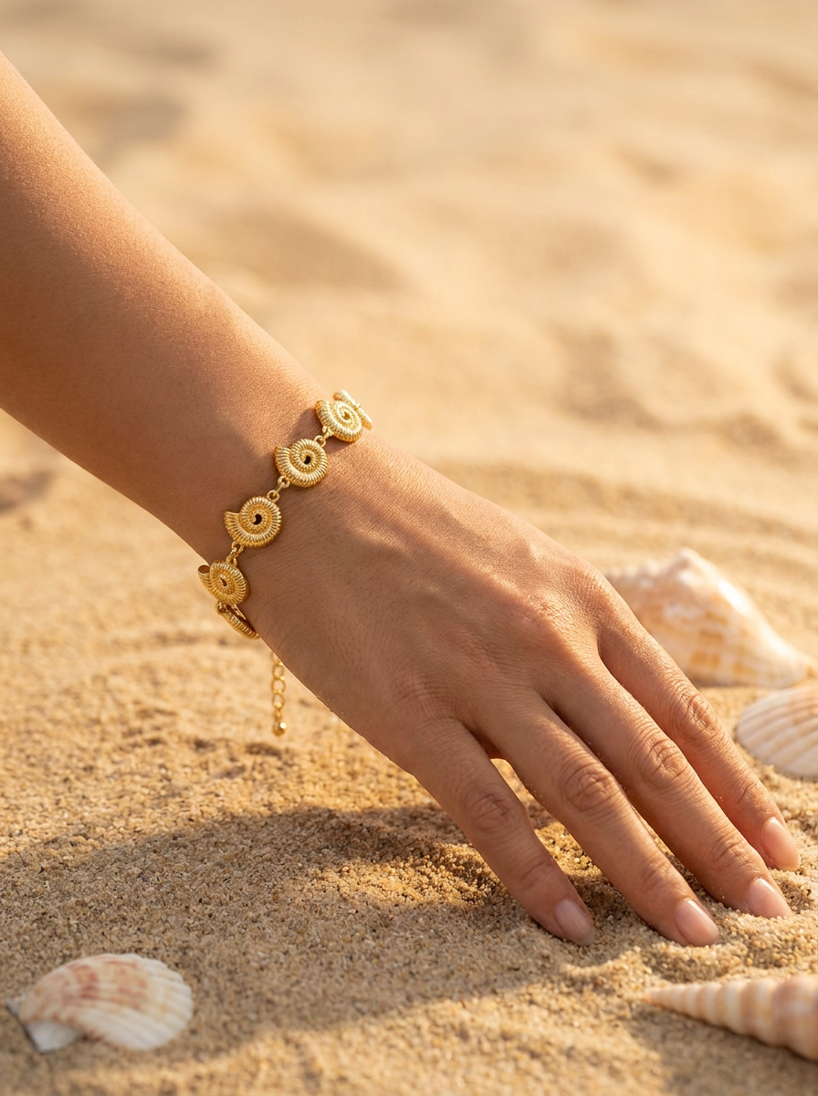 Pulsera Enchapada Oro 18K Caracol Marino