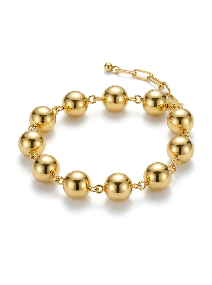 Pulsera Enchapada Oro 18K Esferas Lux