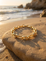 Pulsera Enchapada Oro 18K Mix Eslabón Grueso