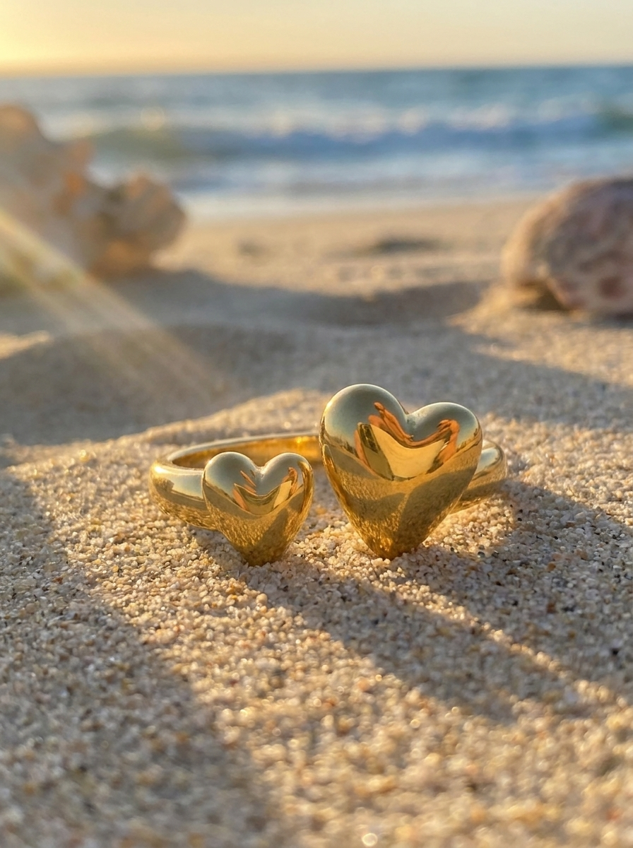 Anillo corazones frontales ajustable
