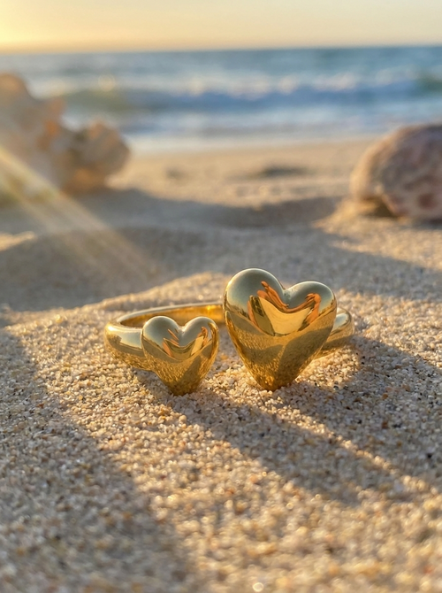 Anillo corazones frontales ajustable