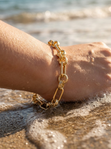 Pulsera Enchapada Oro 18K Mix Eslabón Grueso