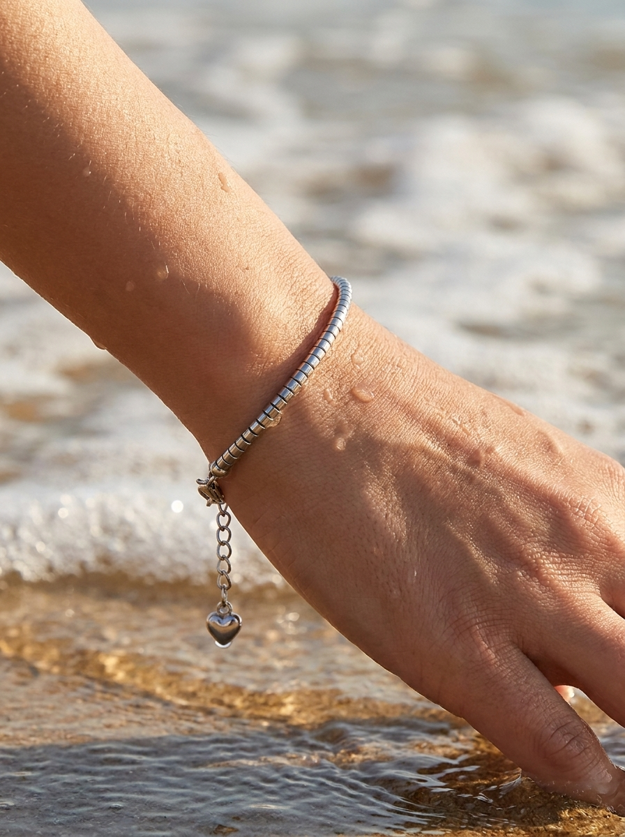 Pulsera Enchapada Oro 18K Linea brillante